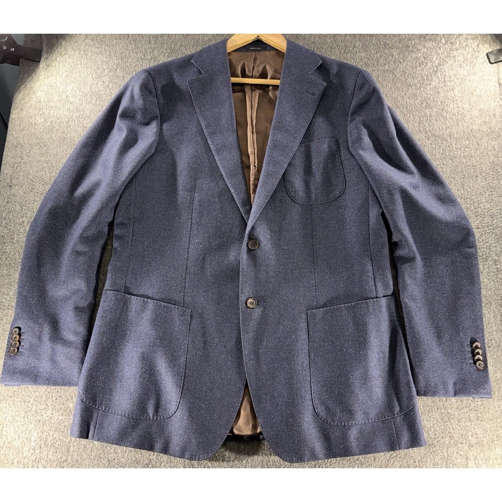 Suit Supply Havana Blue Textured Blazer Wool Cashmere E.Thomas 46L